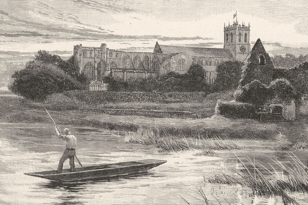 DORSET. Christchurch Priory 1901 old antique vintage print picture